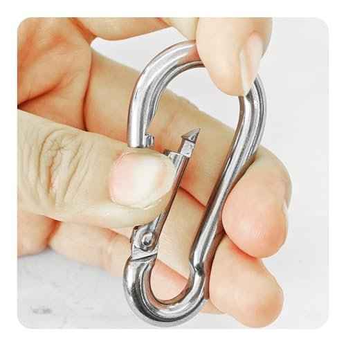 10PCS M6 Spring Snap Hooks, 2.38 Inch 304 Stainless Steel Quick Link Carabiners, Secure Locking Clips for Outdoor Activities, Hammock Setup, Dog Leash & Keychain Connection