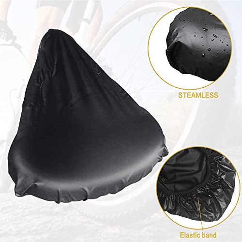 Waterproof Bicycle Seat Cover 3-Pack - Elastic Rain Protector for Bike Saddles in Black