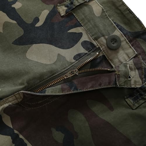 Women's Lightweight Camo Cargo Shorts with 6 Pockets - Elastic Waist, 8 / Camo Variation