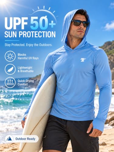 Men's UPF 50+ Sun Protection Shirts Hoodie Long Sleeve 3 Pack - Light Gray Blue Gray XXL