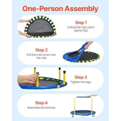 VEVOR 3FT Trampoline 36" Indoor/Outdoor for Toddlers, Foldable Mini Baby With Foam Handle, Recreational Birthday Gift