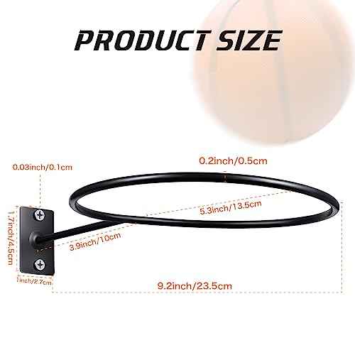 Threan Basketball Holder Wall Mmount Universal Ball Storage Display Rack Metal Black Ball Holder Saver for Basketball Football Space Volleyball Soccer Storage Display