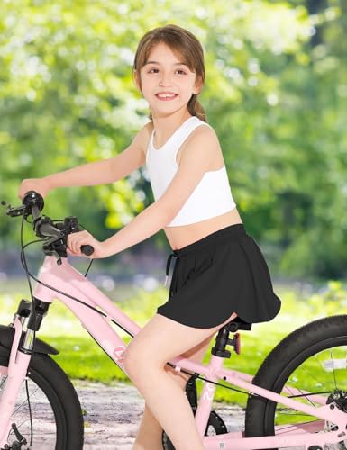 Girls 2-in-1 Butterfly Shorts with Pocket - 3-4T Black - Athletic Skorts for Running & Tennis