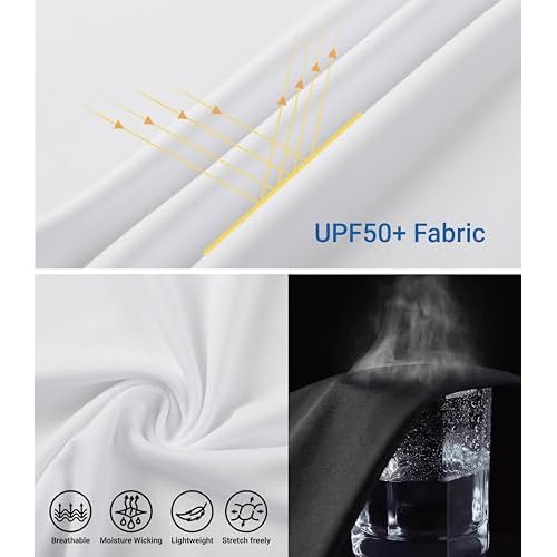 Men's Sun Protection Shirts UPF 50+ UV Long Sleeve Rash Guard Shirts Lightweight Quick Dry for Fishing Swimming Running