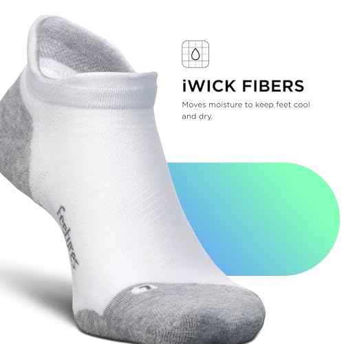 Feetures Elite Max Cushion No Show Tab Ankle Socks - Sport Sock with Targeted Compression