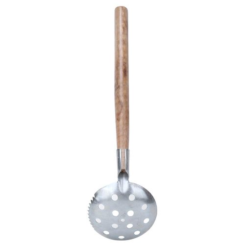 CFTGIW 2PCS Silver Wooden Handle Iron Winter Ice Fishing Skimmer Toothed Scoo Small Size and Lightweight Easy to Carry and Stor P Angler Tackle Accessory Ice Fishing Scoop Ice Fishing