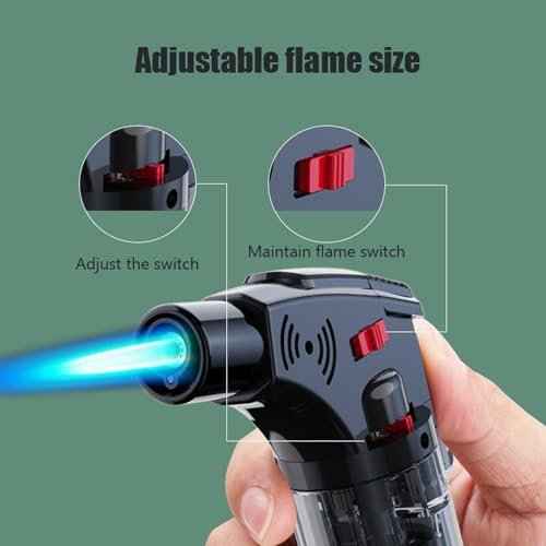 5 Pack Butane Torch Lighter Set,Candle Lighter Refillable, Windproof,Jet Flame,Adjustable Flame, Safety Lock, Ideal for Culinary, Crafts, Camping,Cooking (Butane Not Included)