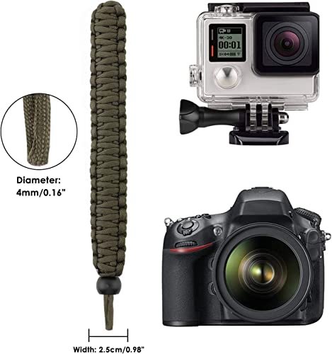 MoKo Paracord Nylon Braided Camera Hand Grip Strap for Video & DSLR Cameras - One Size Black + Army Green