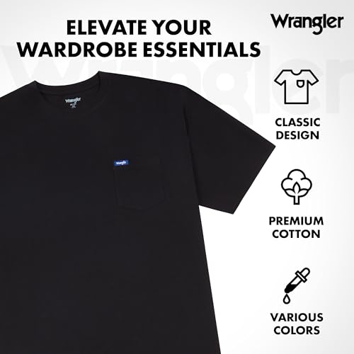 Wrangler Big and Tall Men's Cotton T-Shirts 2 Pack with Chest Pocket - X-Large Tall Black and Grey