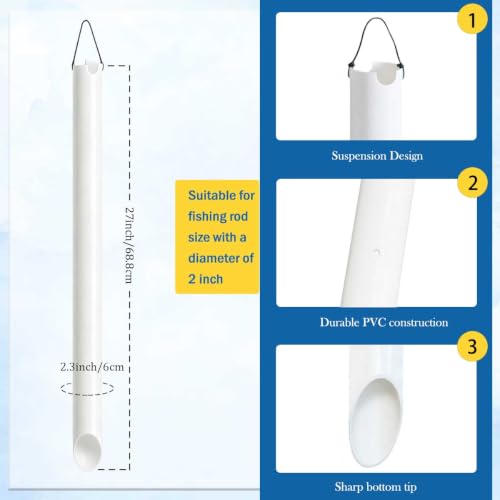 White 27in Tubular Sand Spike for Surf Fishing Rod Holder Beach Shore River