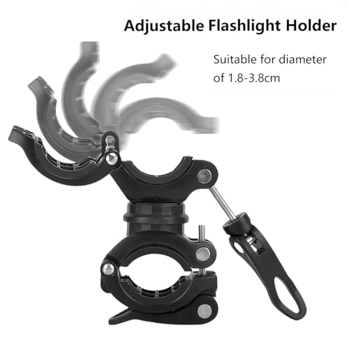 [2 Pack] Bicycle Flashlight Holder Mount, Adjustable Torch Clip for Cycling - Black