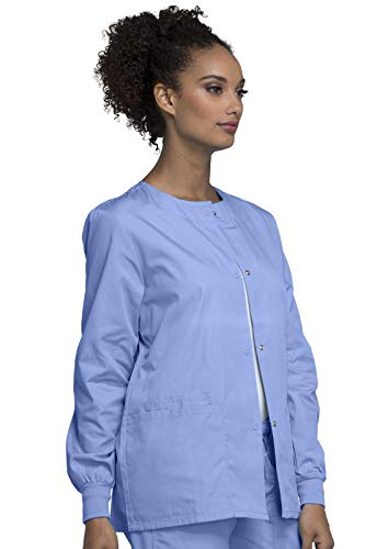 Women’s Scrub Jacket with Snap Front and 3 Pockets - Cherokee WW Originals XS Ciel