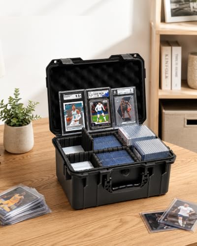 Sports Card Storage Box for 90+ Graded Cards with Divider - Large Capacity Organizer