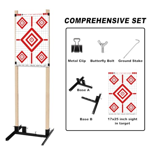 Shooting Target Stand with Paper Targets - Adjustable, Durable Iron Frame for Range & Practice
