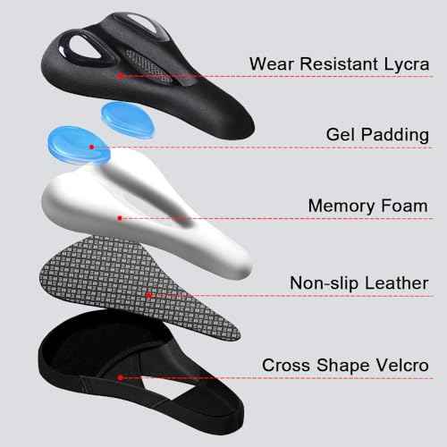 Bike Seat Cover Bike Cushion for Men Women Comfortable Gel Padded Bicycle Seat Cushion Compatible with Peloton, Outdoor & Indoor