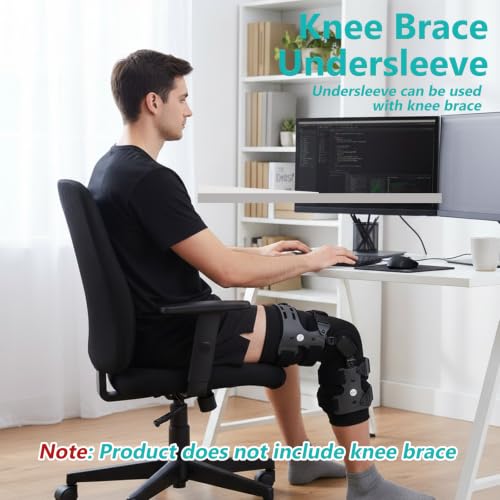 Medium Knee Brace Undersleeve for Sensitive Skin - Black, Compression Sleeve for Post-Surgery