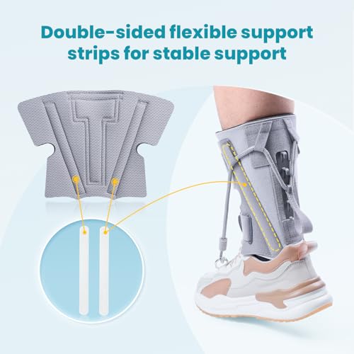 AFO Foot Drop Brace Split, Adjustable Ankle Support for Walking, Gray, Medium/Large