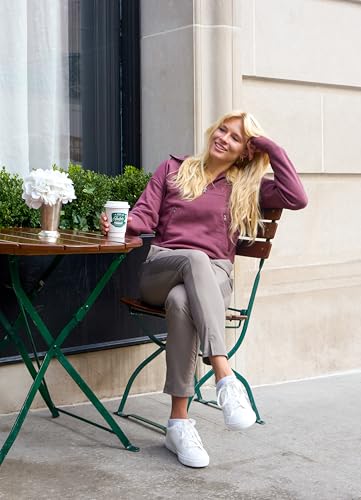 RBX Women's Ankle Pant - Quick Dry Lightweight Stretch Flat-Front Trousers - Medium / Ribbed Side Driftwood