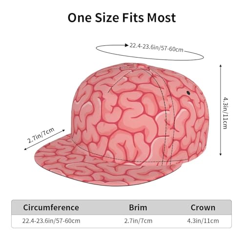 Funny Brain One Size Snapback Hat Trucker Cap - Hip Hop Style Adjustable Baseball Cap for Men Women