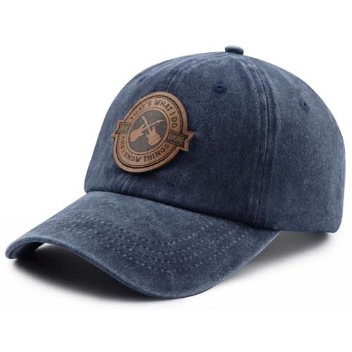 That's What I Do I Play Guitar and I Know Things Hats for Men Women, Adjustable Guitar Decor Leather Patch Baseball Cap