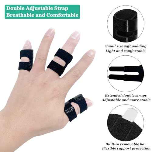 Small Trigger Finger Splint Kids (2 Pack), Thumb Splint Pinkie Finger Brace for Broken, Arthritis, Straightening, Injury, Finger Support Stabilizer for Thumb/Middle/Ring/Index/Pinky Fingers
