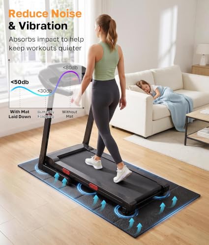 72.1 x 31.4 Inch Foldable Rubber Treadmill and Exercise Bike Mat Waterproof