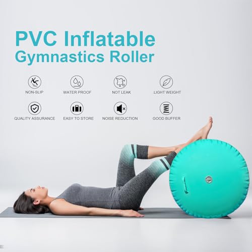 Green Air Roller Gymnastics Barrel for Back Handspring & Backbend Training - 23.6in Diameter, 47.3in Height