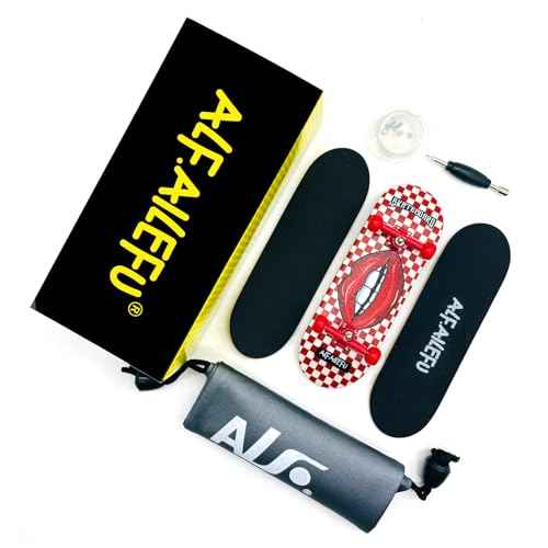 Pro Fingerboard 32mm Wooden Board Professional Finger Skateboard Trucks CNC Wheels with Bearings (RED-Lips)