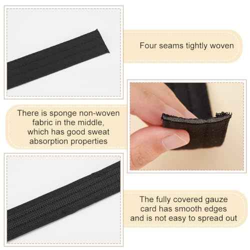 BENECREAT 16.4Yard Golf Hat Sweat Liner with Four Lines of Indentation 1.2inch Hat Liner Tape for Baseball Tennis Hat Sewing