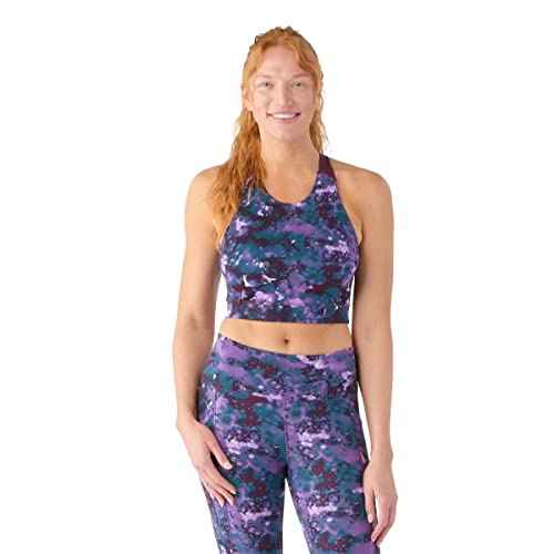 Smartwool Women's Active Crop Bra Purple Iris Watercolor L