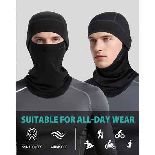 Balaclava Ski Mask for Men & Women, Modal Wool Blend Soft Windproof Face Mask Thermal Winter Full Face Cover for Cold Weather