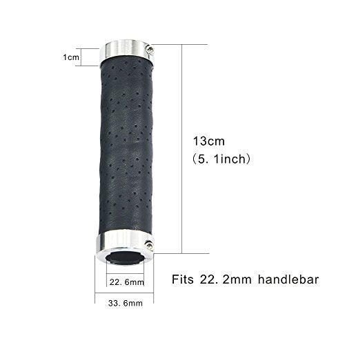 Coffee Bike Grips Leather Double Lock-On Handlebar Fit 22.2mm for Mountain & Road Bikes
