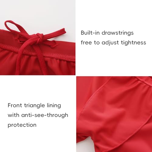 Kids Girls Boys Lined UPF 50+ Quick-Dry Stretch Swim Pants - Red / 14