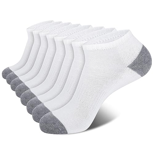 Men's Ankle Socks 8 Pairs Low Cut Short Socks Size 10-13 Black & White