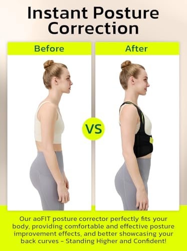aoFIT Posture Corrector for Women Black L Adjustable Upper Back Brace