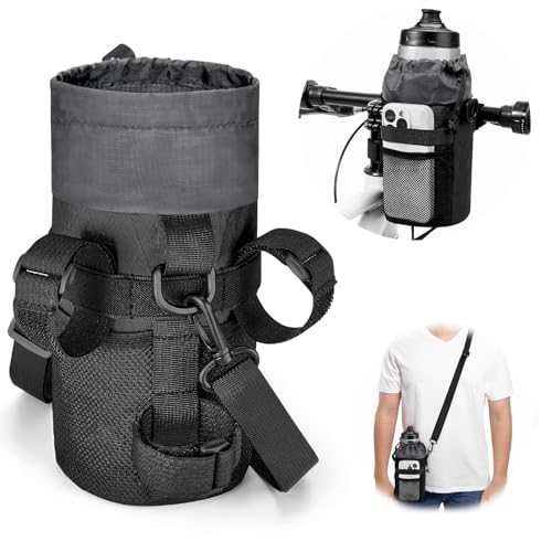 Insulated Bike Water Bottle Holder - Universal Fit 20-40oz Black