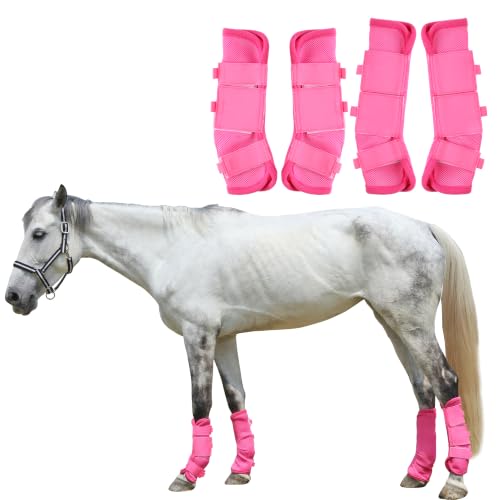 Horse Fly Boots Mesh Fly Boots for Horses Set of 4 - Hot Pink / 03 Full