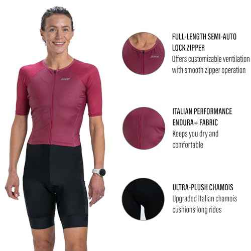 Zoot Women¡¯s Core Tri Aero FZ Racesuit, Short Sleeve Moisture-Wicking Triathlon Suit, Plush Chamois & Race Day Storage