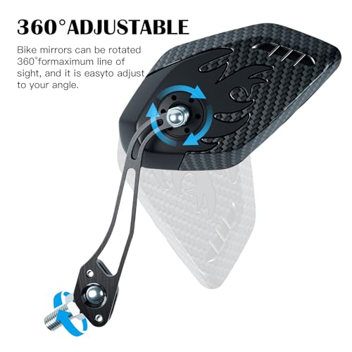 Bike Mirrors 360° Rotatable Wide View for 22-25mm Handlebars - Black