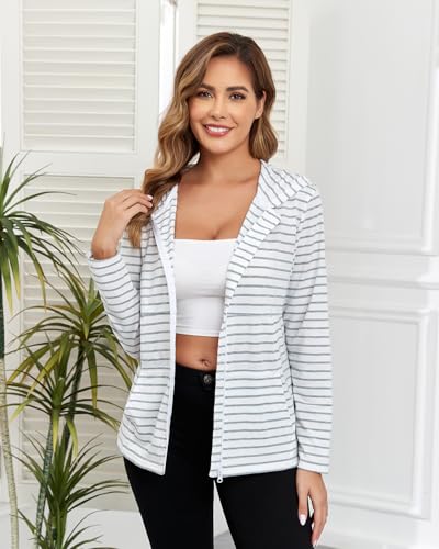 Medium White Mastectomy Recovery Hoodie with Drain Pockets - Breast Cancer Post-Surgery Shirt