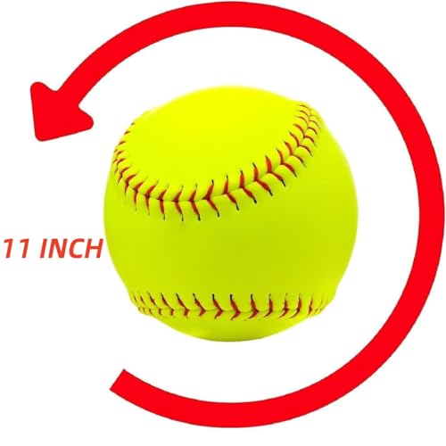 2 Pack Fastpitch Softballs 11 Inch Yellow Practice Softballs Leather Cover Training Balls