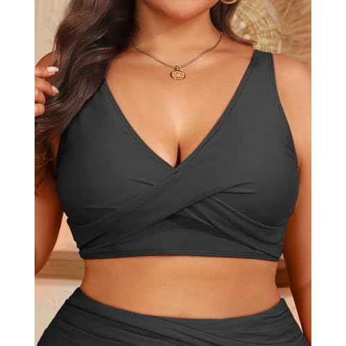 Women Plus Size Bikini Top - Twist Front Swimsuit Top Push Up Full Coverage Bathing Suit 2025 Swim Bra for Large Bust