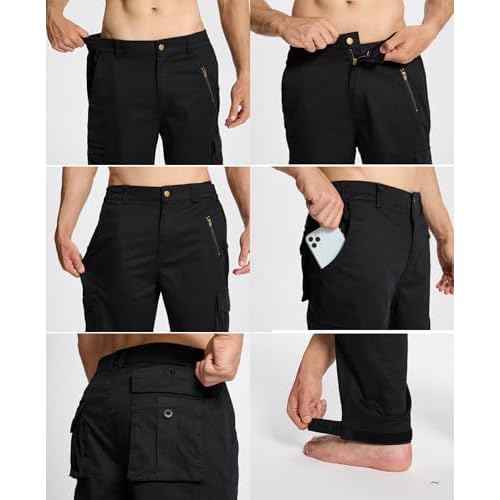 Susclude Camo Pants for Men Stretch Tactical Cargo Pants Elastic Rip Stop Military Army Work Pants with 7 Pockets