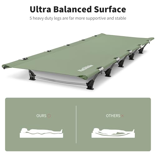 Naturehike GreenWild Camping Cot, Ultralight Folding Backpacking Cot, 60-Second Easy Set-Up, Supports 330lbs, Portable Camping Bed for Adults for Camping Hiking Travel Home