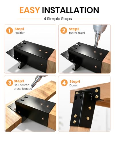 Heavy Steel Deer Stand Brackets 4x4 Compound Angle Elevator Supports - 4PCS