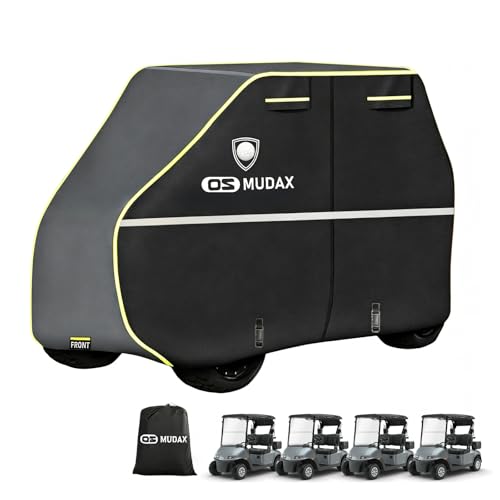 L-Fit Waterproof Golf Cart Cover for 2+2/4 Passenger Carts - Heavy Duty Windproof