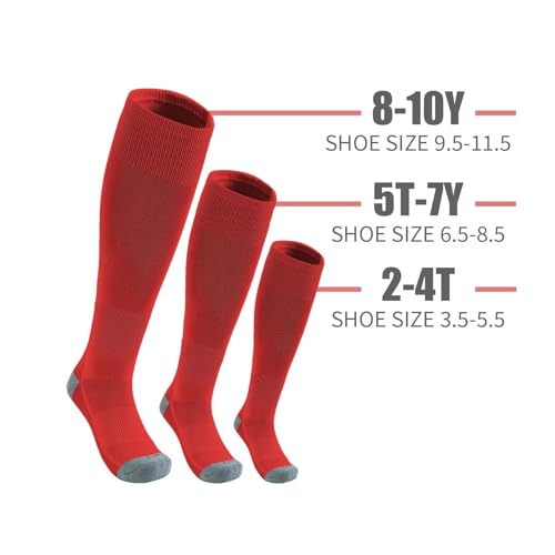 Toddler Baseball Socks & Belt Set for Kids Ages 2-16, 5-7 Years Red Variation
