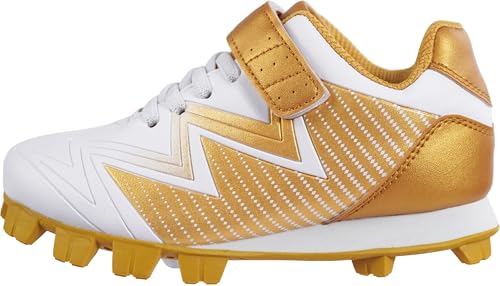 Kids Baseball Cleats Softball Shoes for Boys Girls 11 Little Kid Gold - Athletic Sports Footwear