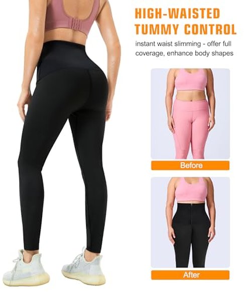 SCARBORO Sweat Sauna Suit for Women Waist Trainer Legging Workout Compression Pants Slimming Weight Belly Fat Shaper