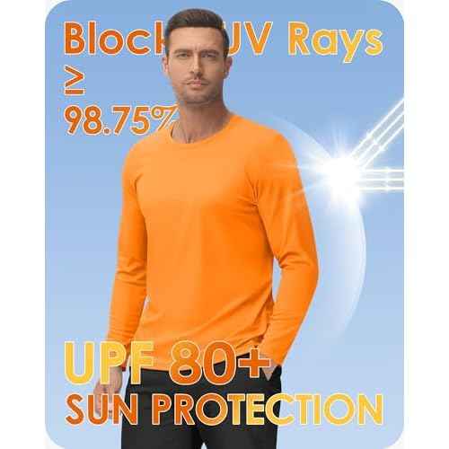 Boladeci Men's UPF 80+ Sun Shirts Long Sleeve Lightweight UV Protection SPF Shirts Rash Guard Swim T-Shirts